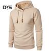 Men Fall Winter Hoodie Solid Color Drawstring Long Sleeves Jacquard Design Hooded Elastic Cuff And Hem Thin Daily Wear Casual Sport Top