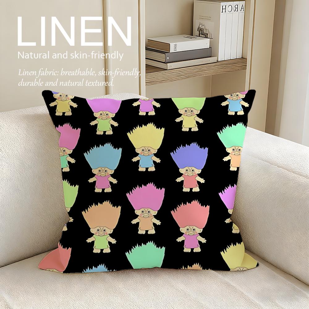 

Classic Troll Doll Cushion Cover Linen Decorative Pillowcase Set Pcs x x x Breathable Washable Sofa Cushion Cover 30X30cm
