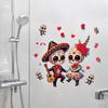 Waterproof Skeleton Art for Windows Halloween Cartoon Couple Window Stickers, PVC Day of The Dead Static Decals, Traditional Removable