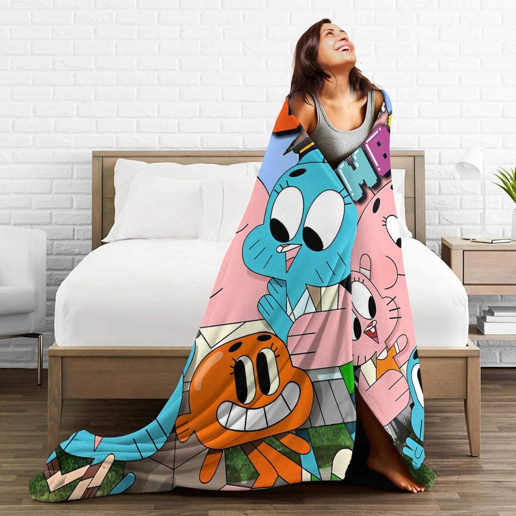 The Amazing World Of Gumballs Soft Warm Blanket  Child Plush Throw Blanket Pattern Couch Chair Flannel Bedspread Sofa Bed Cover