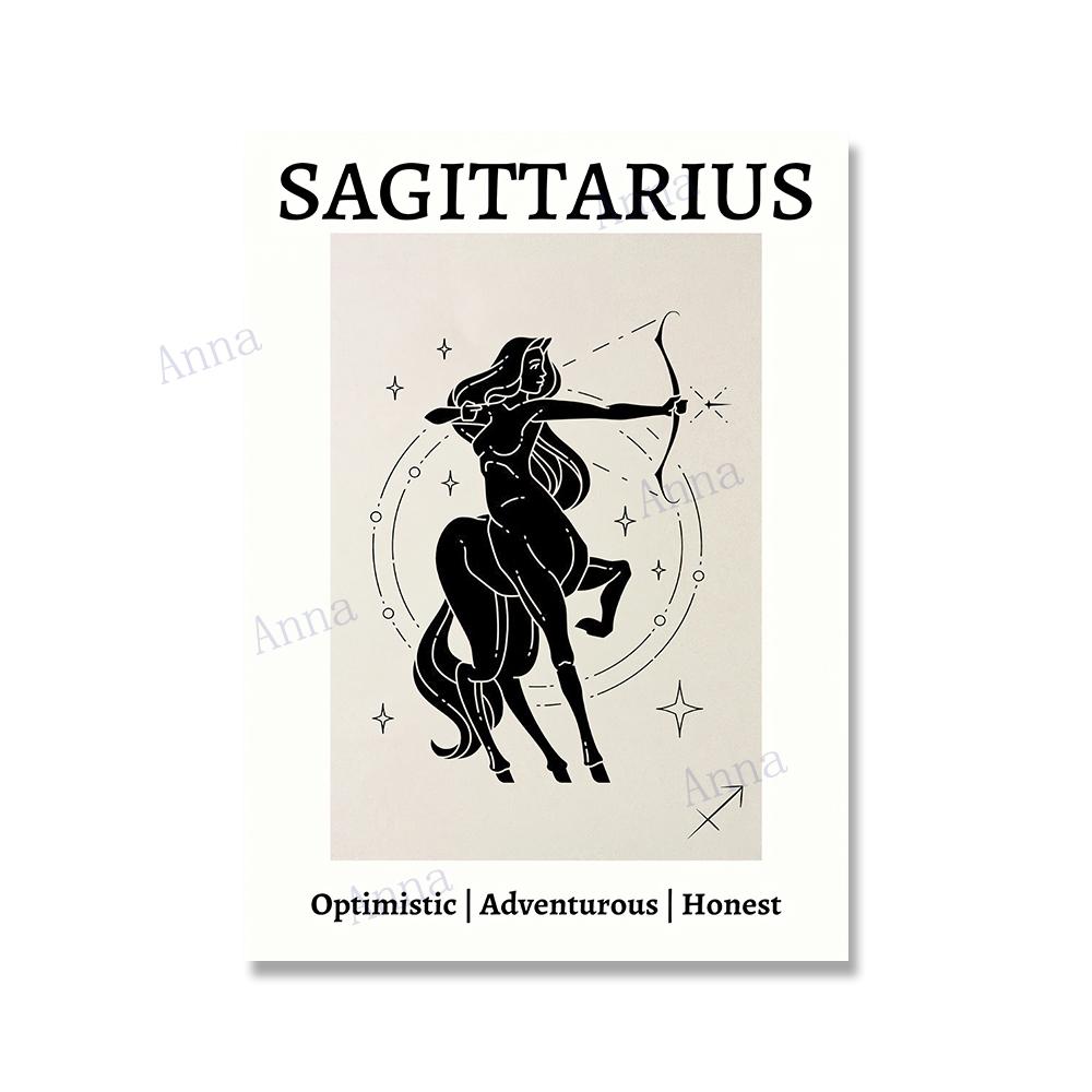 Retro 12 Zodiac Posters Capricorn Gemini Cancer Leo Libra Sagittarius Constellation Canvas Painting Wall Art Pictures Home Decor