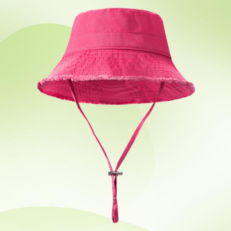 Raw Edge Red Bucket Hat Women's Summer Versatile Thin Big Brim Showing Small Face Outdoor Basin Hat Tide