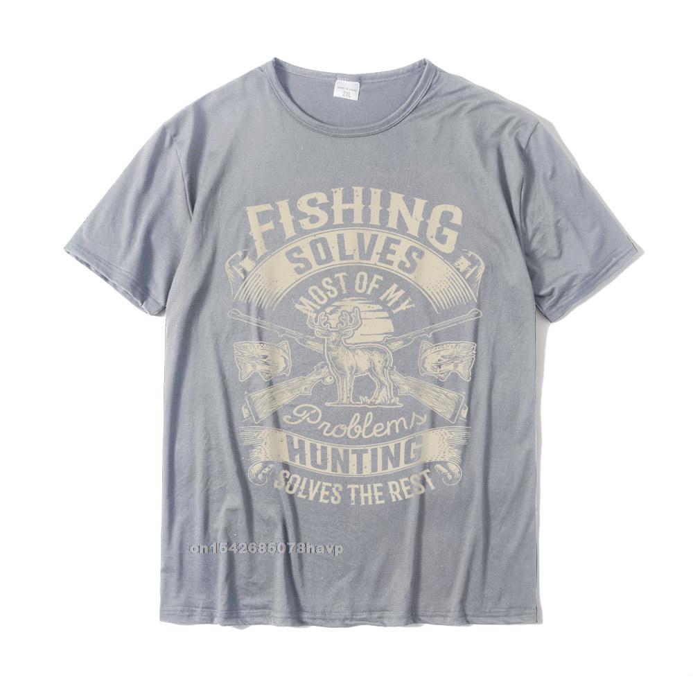 Fishing Solves Most Of My Problems T Shirt Hunting Hunter TShirt Printed On Unisexs T Shirts Latest Cotton Tops Tees Europe