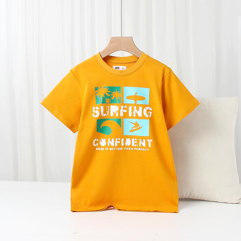 

Детская летняя корейская версия новой детской спортивной рубашки с короткими рукавами CuHK детская модная хлопковая футболка с короткими рукавами для мальчиков 160cm