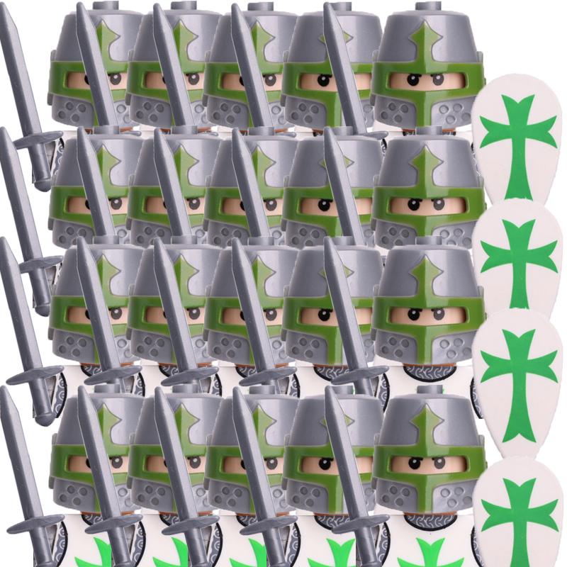 Military Building Blocks Medieval Solider Figures Gifts Toys Weapons Shield Holy Roman Saint Lazarus Jerusalem Knight Legion MOC