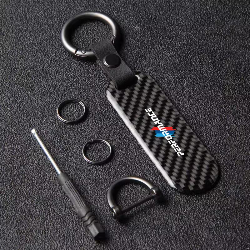 Carbon Fiber Car Keychain Metal Anti Loss Portable Key Ring For BMW I3 I4 E46 E90 E60 F30 F10 X1 X2 X3 X5 X4 X6 X7 G30 G20 G32