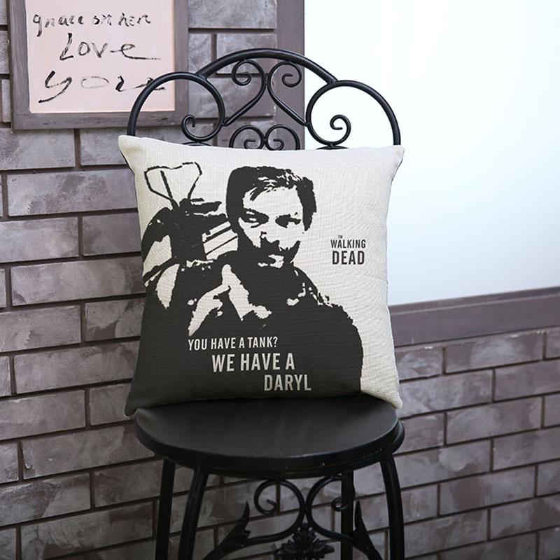 The Walking Dead Print Decorative Pillows One Side Print Cotton Linen Cushion Cover 45X45Cm Woven Throw Cushion Pillow Cover