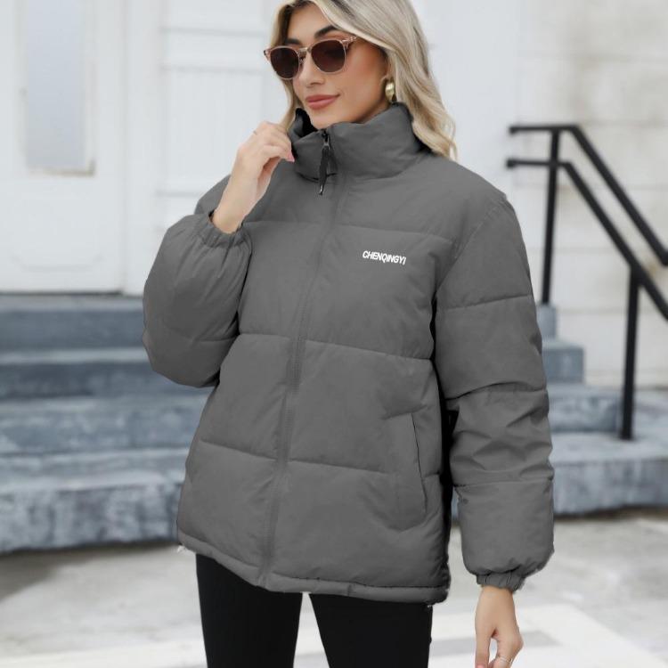 Women Winter Warm Down Jacket Casual Fashion Stand Collar Zipper Up Soft Comfortable Thicken Loose Short Puffer Coat Female Outwear