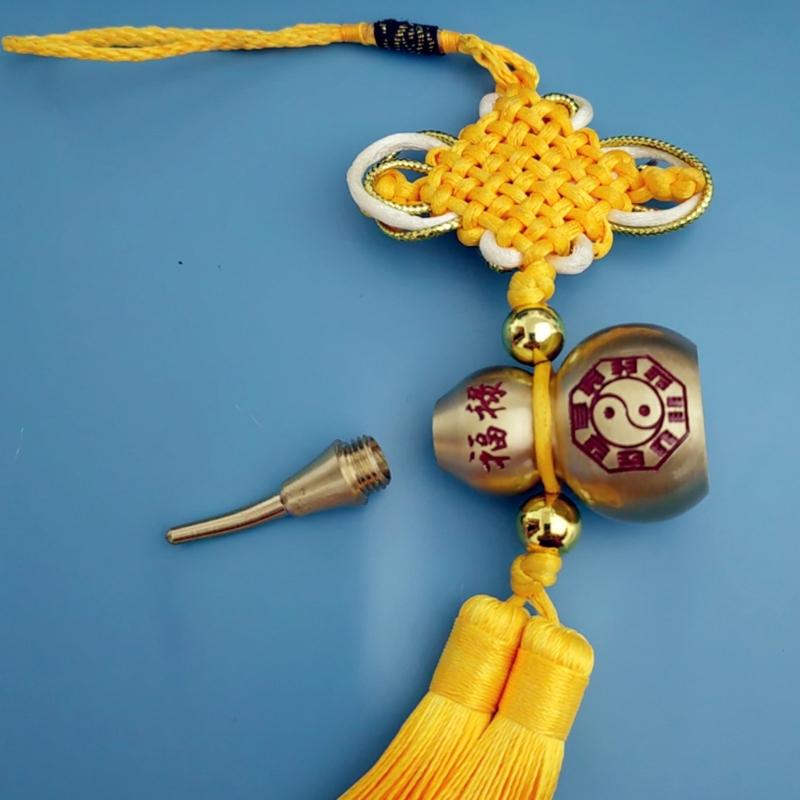 Copper Gourd and Chinese Knot Tassels Pendant Charm For Home Car Decors Amulet With Auspiciously Fengshuis Symbolism