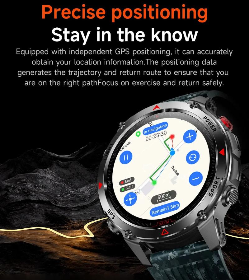 2026 T-Rex 3 Ultra Reloj Inteligente GPS 30ATM Impermeable Brújula GNSS de Doble Banda Grado Militar Cristal de Zafiro Llamada Batería Larga Reloj Inteligente para Hombre de Exterior