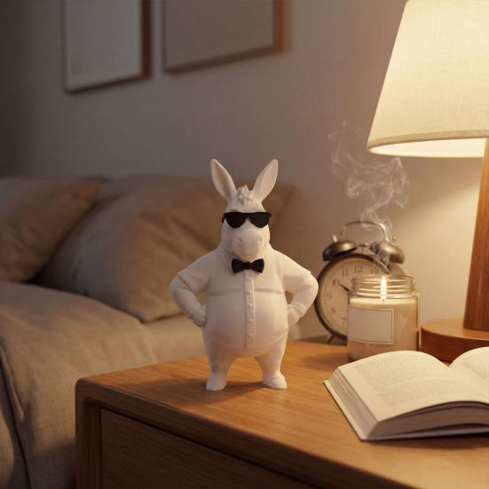 Funny 3D Printed Donkey Figurine Cool Donkey in Sunglasses Statue Novelty Animal Sculpture for Home Office Desk Shelf Decor