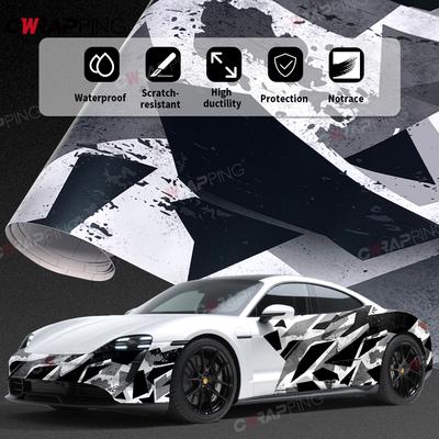Car Wrap Film Geometric Camo Anti-collision Automotive Vinyl Paper for Car Wrap Vinyl Full Body Whole Roll Waterproof Sticker