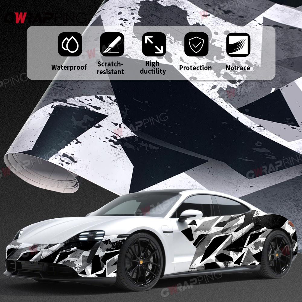 Automotive Wrapping Vinyl Geometry Side Car Adhesive Vinyl Wrap for Car Wrap Full Body Camouflage Ink Splash Self-adhesive Film