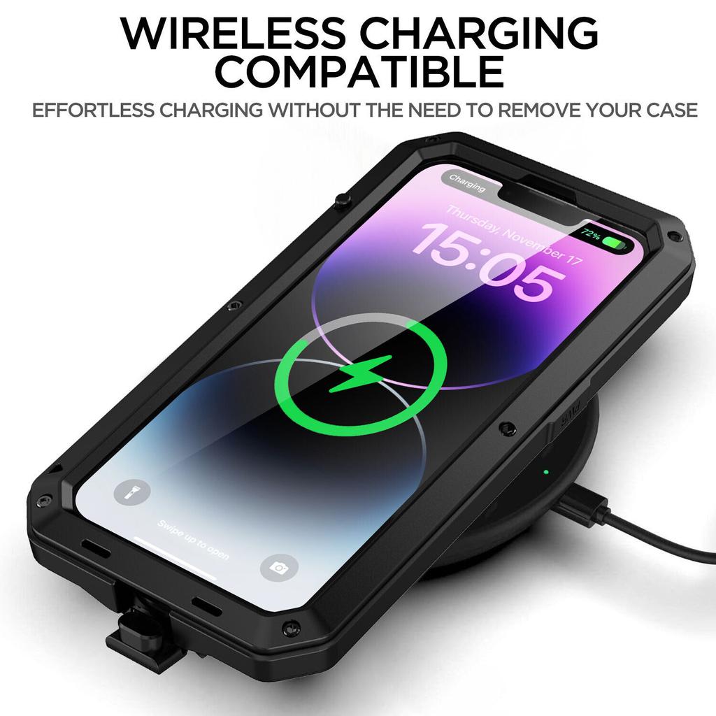 Ağır Askeri Sert Metal Kasa IPhone 15 14 13 12 11 Pro Max XS XR 8 7 Artı Silikon Darbeye Dayanıklı Koruyucu Kapak