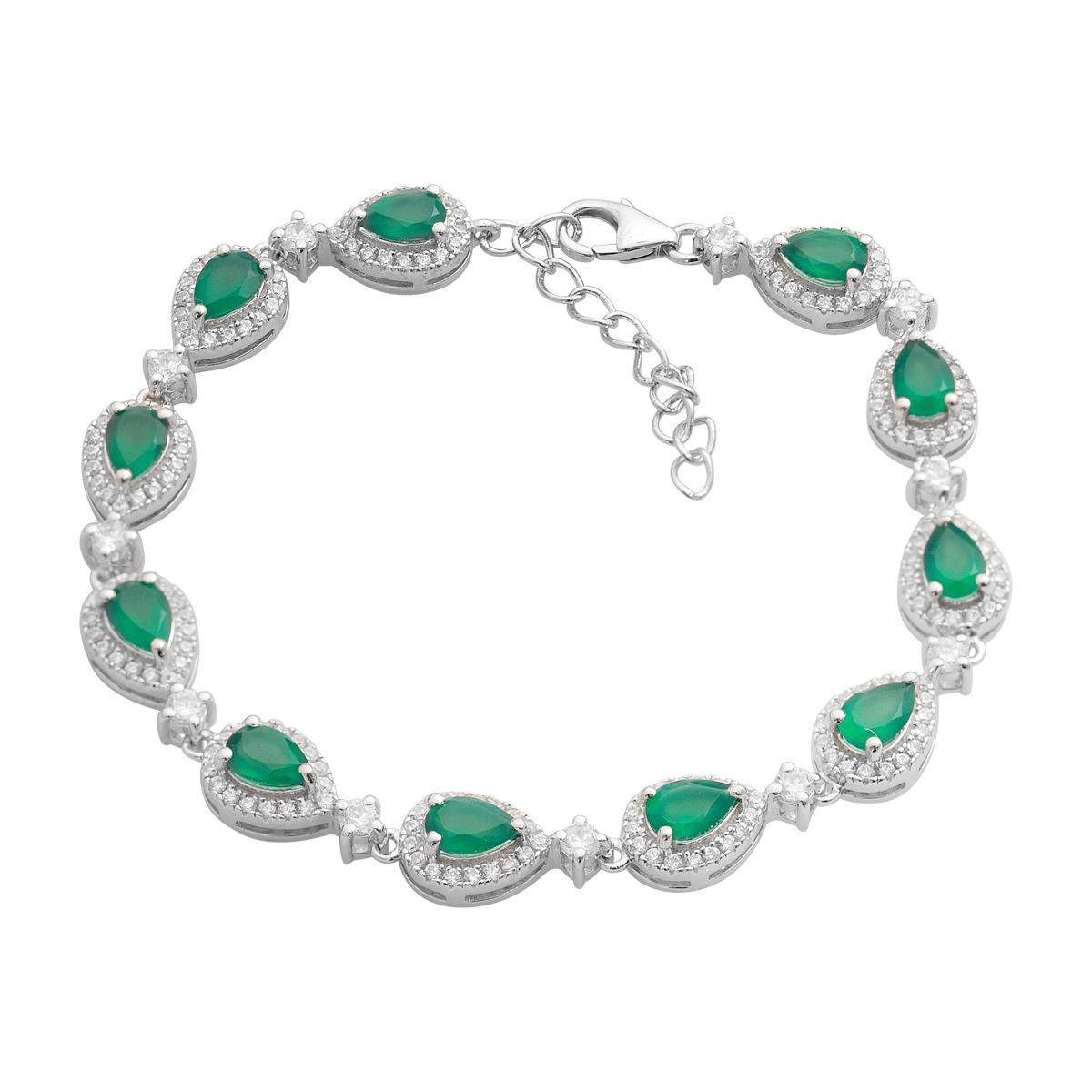 

Silver bracelet with natural agate 7.282ct, item weight 10.69 g (2205685) 17-20cm смарагдовий