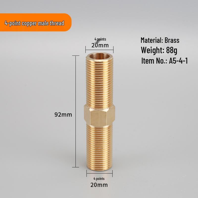 4-Point Dual Male Thread Antique Copper Pipe Extension Connector with Double Female Connection.