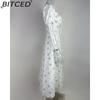 BITCED Women's Dress: Elegant Floral Print Split-Hem Fashionable Resort Strapless Dress
