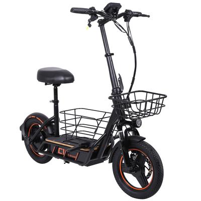 Stock UE USA Vélo Électrique Double Frein à Disque Alliage d'Aluminium avec Panier Siège pour Courses Scooter Électrique