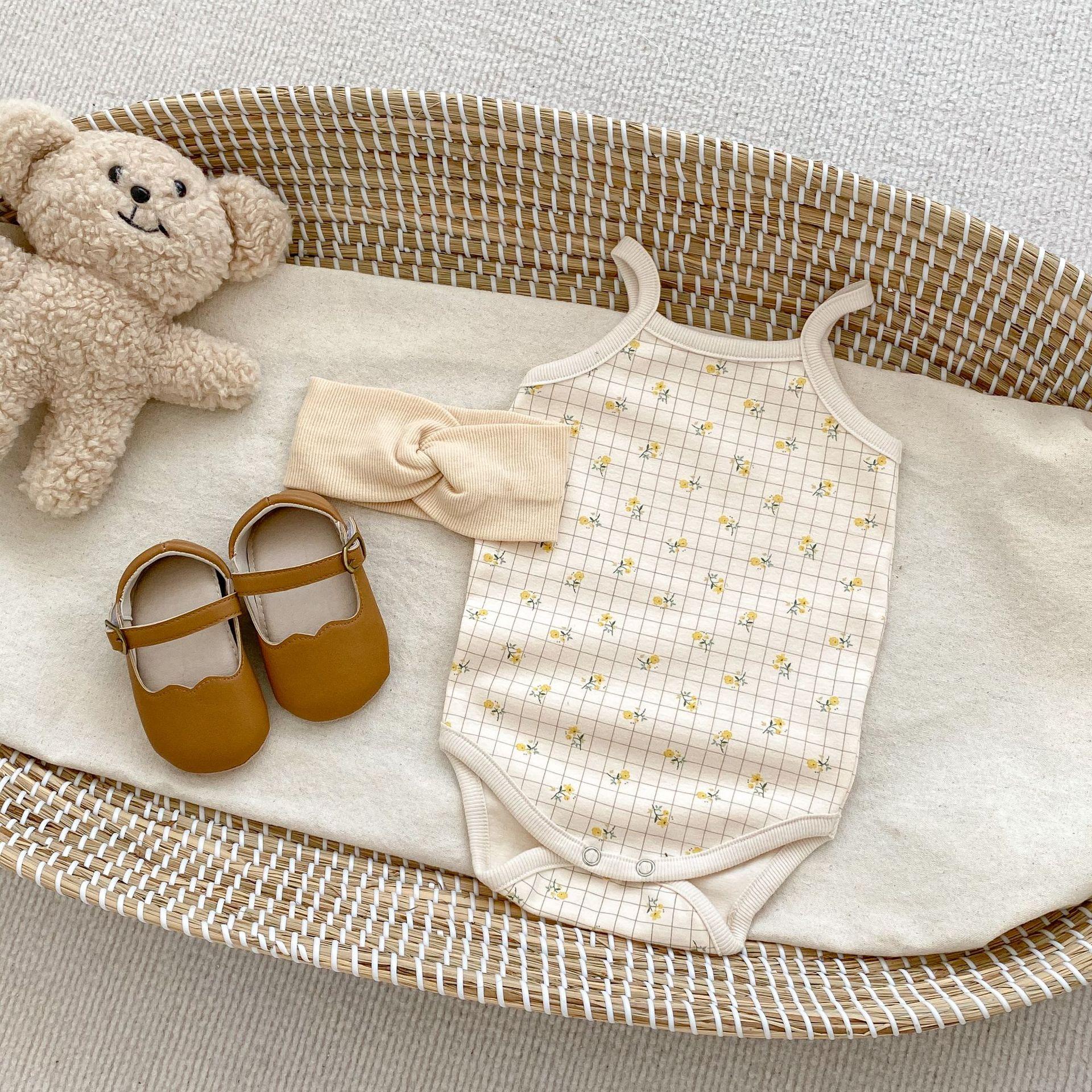 Summer Baby Sleeveless Romper with Bear Floral Print for Toddlers 66 цветочный