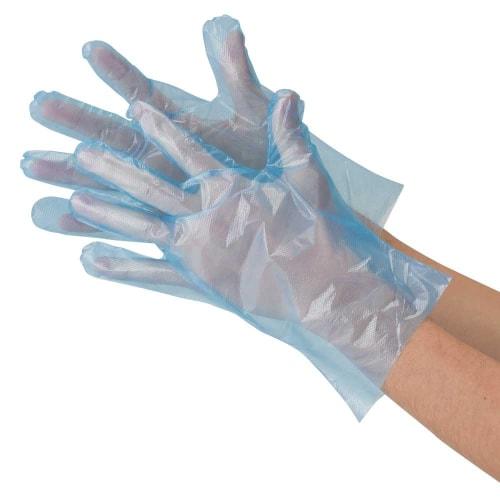 Kawanishi Kogyo Polyethylene Gloves, Kata Embossed, 100 Count, #2016, Blue, Medium