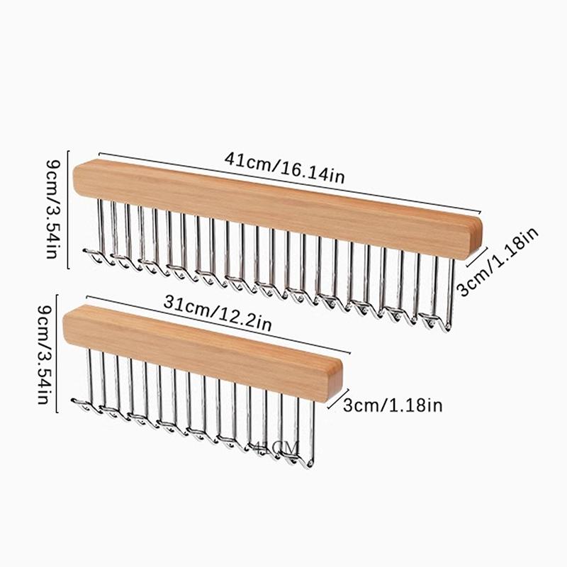 Wooden Wall Hanging With Telescopic Drying Rack With Stainless Steel Hook Pull-Out Space Saving Underwear Tank Top Organizer