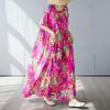 Simple and Fashionable Long Skirt Summer Short Sleeved Round Neck Printed Dress