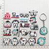 10 Pcs Dental Tooth Shape Model Simulation Keychain  Keyring Cartoon Lovely Girls Kids Gift Pendant Teeth Key Chain