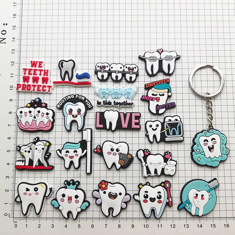 10 Pcs Dental Tooth Shape Model Simulation Keychain  Keyring Cartoon Lovely Girls Kids Gift Pendant Teeth Key Chain