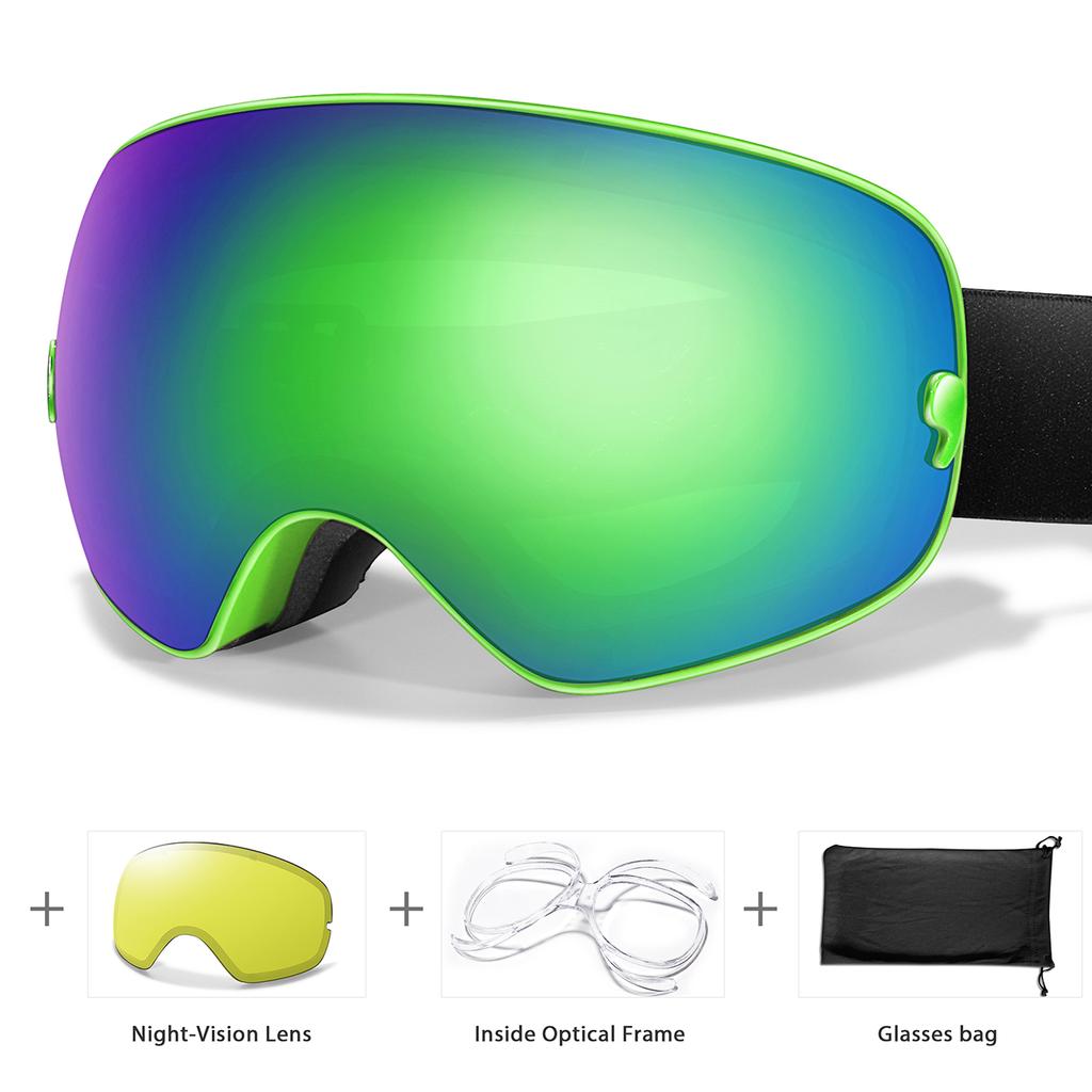 SKI Goggles Anti-Fog Snowboard UV400 Outdoor Sports Snowmobile Ski Mask Men Women Glasses with Replacement Lens Free Gifts