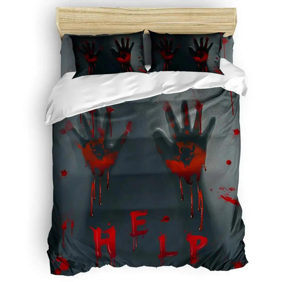 

Scary Horror Movie Duvet Cover Set Dark Terror Killer Bloody Bedding Set Horrible Halloween Quilt Cover Single Double King Size EU Single 135x200cm