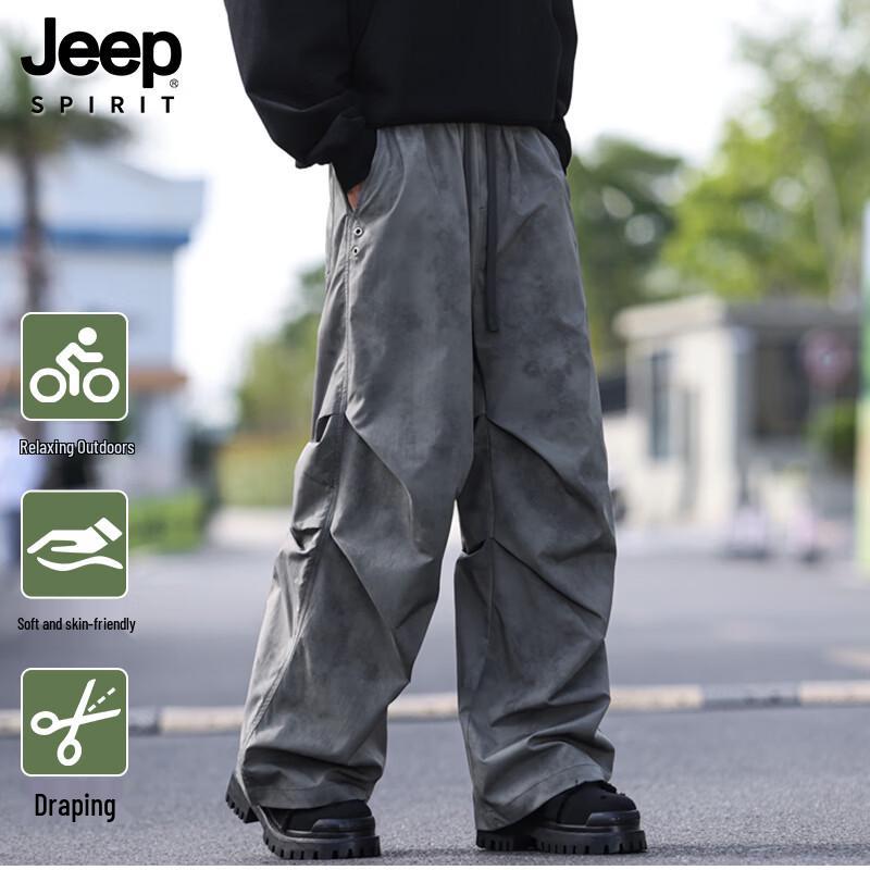 JEEP SPIRIT Men s Outdoor Casual Pleated Straight-Leg Cargo Pants 2XL