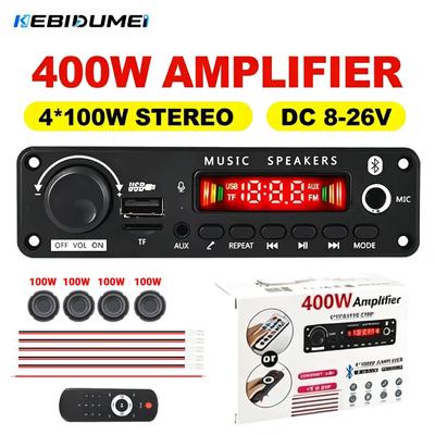 400W Amplifier Car MP3 Player Bluetooth Audio Decoder Board 8A 26V Handsfree DIY Music Player Mic SB TF FM Volume Control