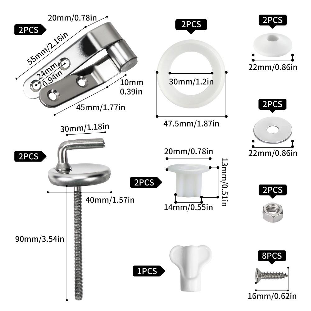 As Shown Toilet Seat Hinges Toilet Seat Attachment Stainless Steel Construction Rust Resistant Quiet Operation