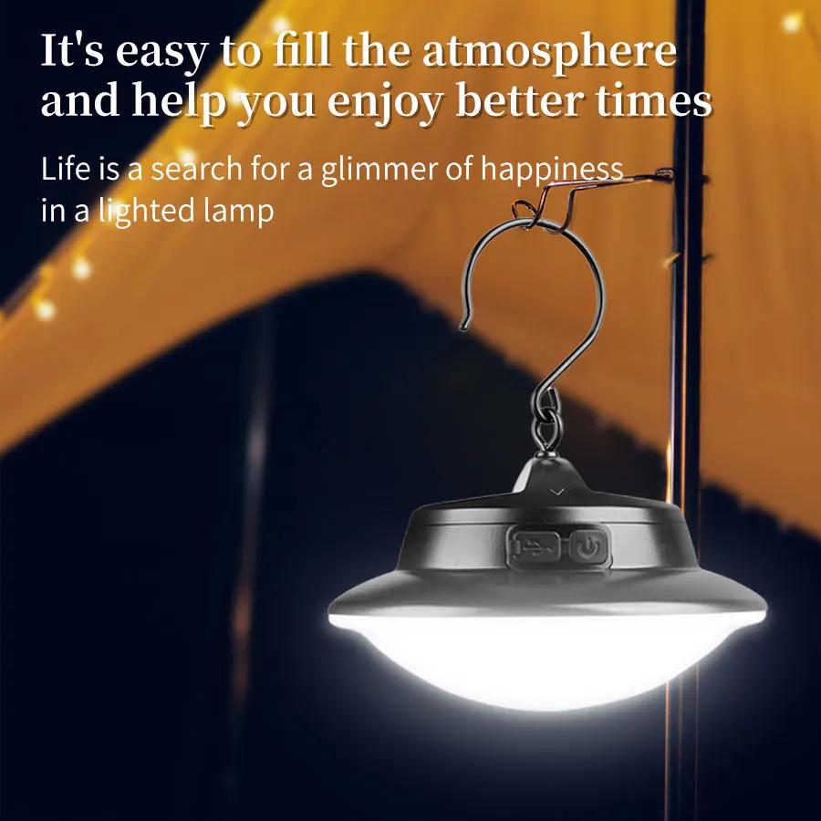 LED Solar Camping Light Waterproof Rechargeable Outdoor Hanging Light Portable Fill Light Work Maintenance Emergency Lighting