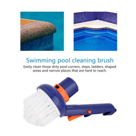Nylon Bristle Swimming Pool Step Corner Cleaning Brush Scrubber Hot Tub Wash Tool
