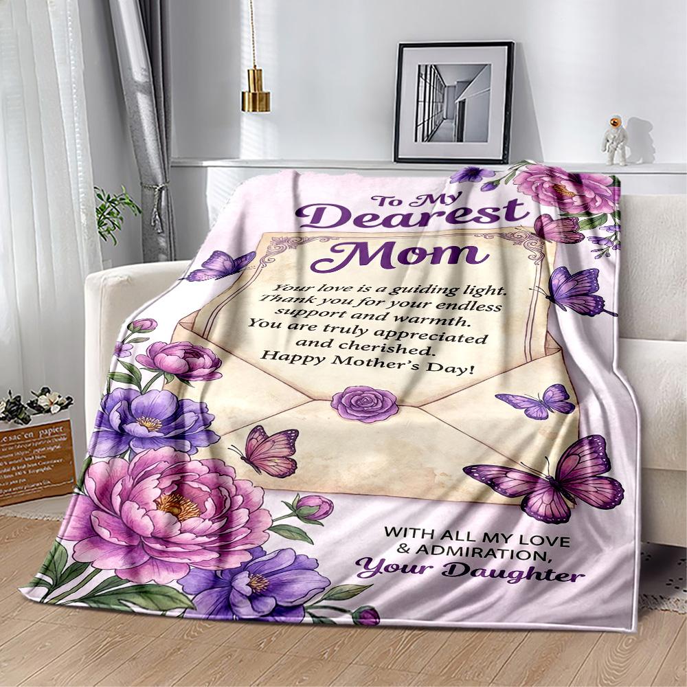 Mom's Gratitude And Love Blanket Suitable for Sofas,travel, Living Rooms Also a Good Gift for Friends and Family Suitable for All Seasons.