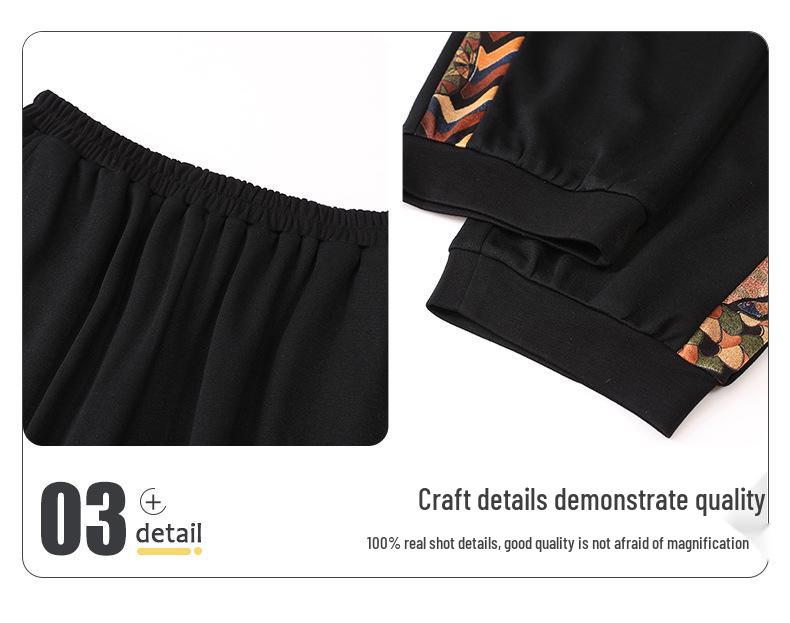 Woodpecker Autumn Sportswear Set for Middle-Aged Women – Fashionable Plus Size Two-Piece for Spring & Fall