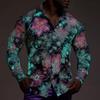 Men's Floral Print Neon Flowers Shirt Button Up Shirt Casual Dress Shirt Long Sleeve Streetwear Turndown 3D Print Collared Shirt