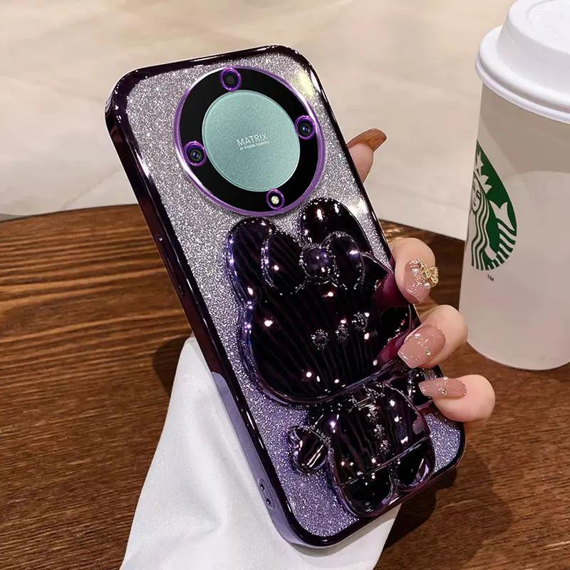 Rabbit Mirror Bracket Case for Honor Magic 7 Pro Magic 6 Lite 5 Pro Honor X9A X9B X8A X8B X7A X7B X6A Seismic Protective Shell