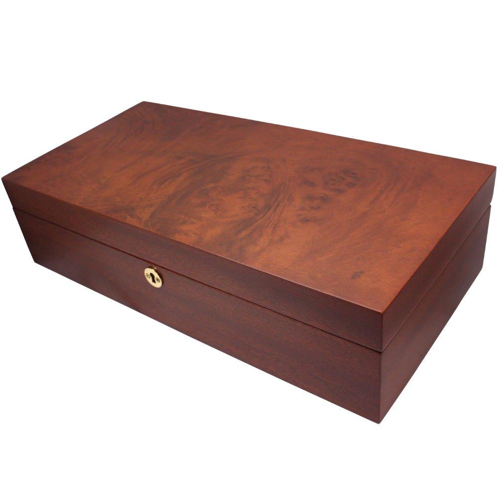 IGIMI Watch Storage Case Brown Wood Grain 10 Watch Display Box Lock Key