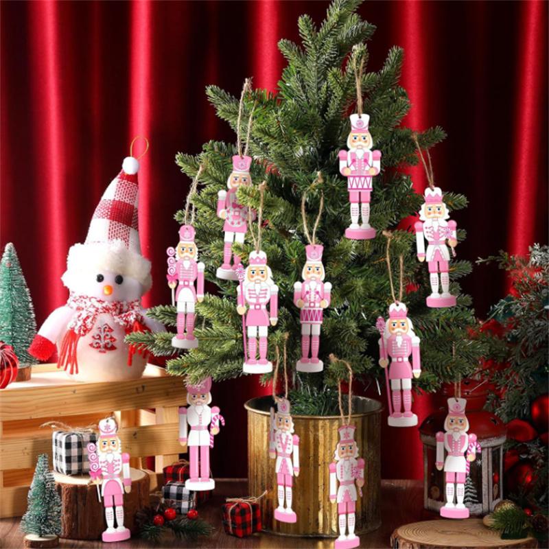 1 Set Vintage Christmas Wooden Craft Nutcracker Pendants Party Decoration Xmas Tree Hanging Ornament Kids Gift Home Supplies