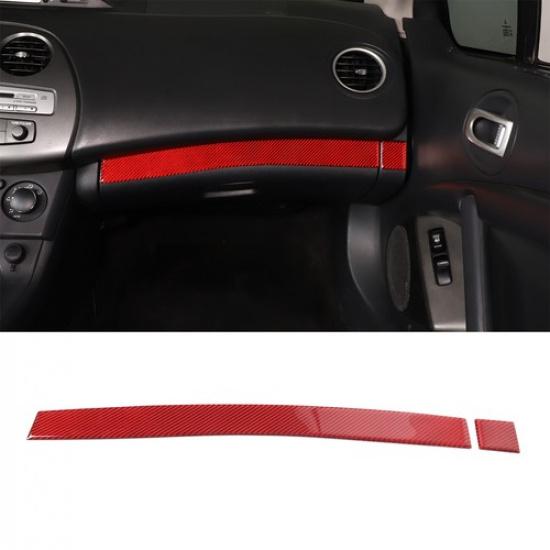 2PCS Red Carbon Fiber Glove Box Trim Strip For Mitsubishi ECLIPSE 2006-2011