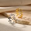 18k Gold-Plated Double-Layer Stainless Steel Geometric Open Women's Ring