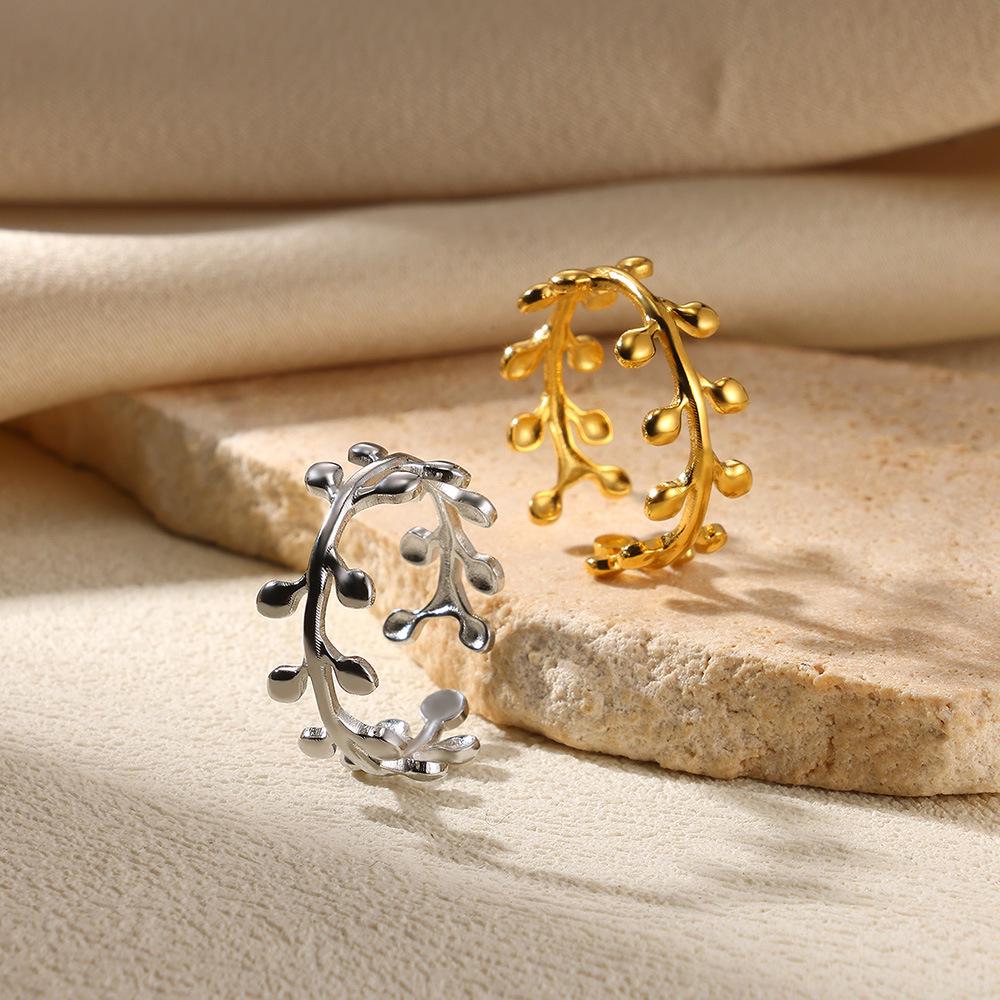 18k Gold-Plated Double-Layer Stainless Steel Geometric Open Women's Ring