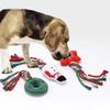 Dog Squeakey Chew Toys Christmas Cotton Ropes Knot Molar Bite Toy Funny Cute Puppies Cat Interactive Toy Xmas Gift Pets Supplie