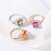 Gold-Plated Colorful Crystal Ring with Diamonds and Tourmaline Zircon Accents
