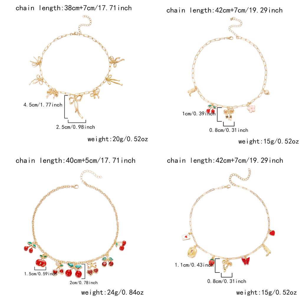 Handcrafted Alloy Necklace With Shell And Cherry Charm For Summer Vacation Wear