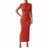 Sleeveless Back-slit Pleated Fitted Dress Women's Fashionable Elegant Tank Dress Suitable for Commuting Dates Formal Occasions
