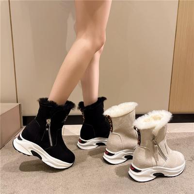 Sneeuwlaarzen Dames Winter Nieuwe Katoenen Laarzen Mode Casual Katoenen Schoenen Dames Plus Kasjmier Warme Katoenen Enkellaarsjes