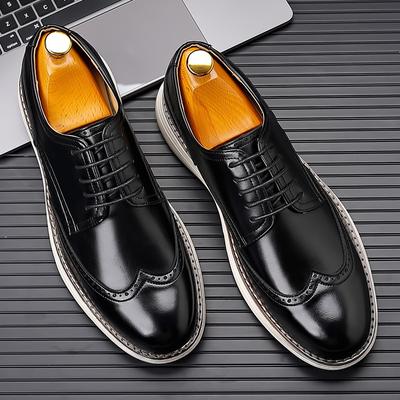 Fashion Mens Casual Business Wedding Formal Dress Original Leather Shoes Lace-up Carved Brogue Shoe Black Brown Gentleman Footwear Male